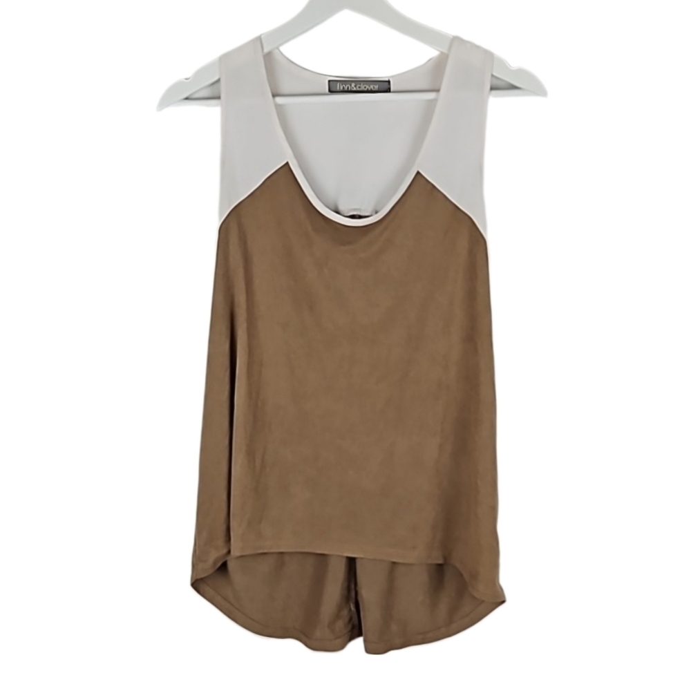 Finn&Clover Soft Textured Top in Tan and Cream